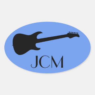 Monogram Modern Black Electric Guitar, Cornflower Oval Sticker