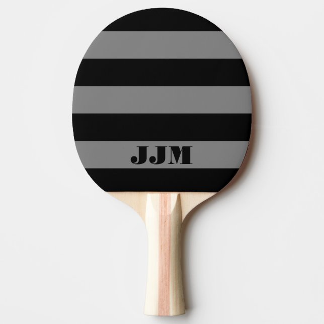 Monogram Modern Black, Medium Grey Stripe Ping Pong Paddle (Front)