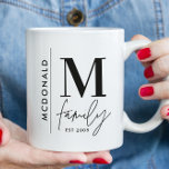 Monogram modern black personalised photo family coffee mug<br><div class="desc">Monogram modern family black and white monochrome stylish elegant photo matching family gift. Ideal for family reunions,  vacations,  birthday and Christmas parties.</div>