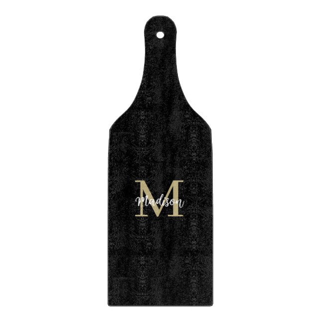 Monogram Modern Black Tan Sand Cutting Board (Front)