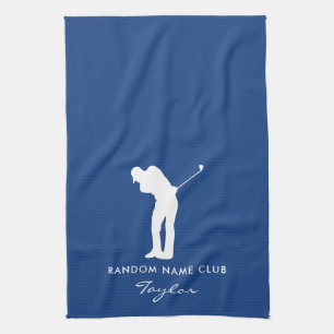Monogram Modern Blue Club Name Tea Towel
