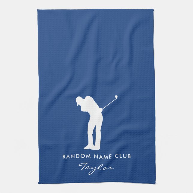 Monogram Modern Blue Club Name Tea Towel (Vertical)