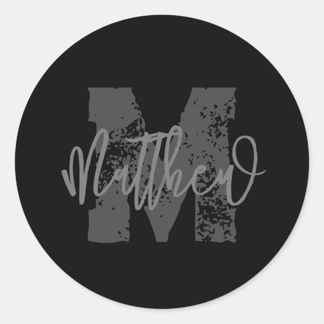 Monogram Modern Boy Back-To-School Homework Classic Round Sticker (Front)