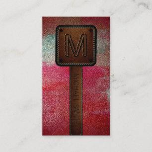 Monogram Modern Brown Leather Look #5 Business Card