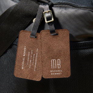 Monogram Modern Brown  Luggage Tag
