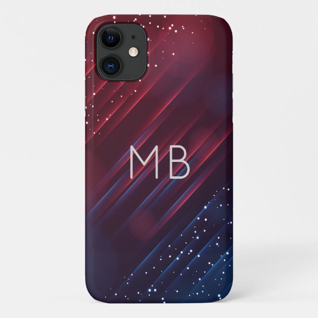 Monogram Modern Burgundy Navy Blue Personalised Case-Mate iPhone Case (Back)