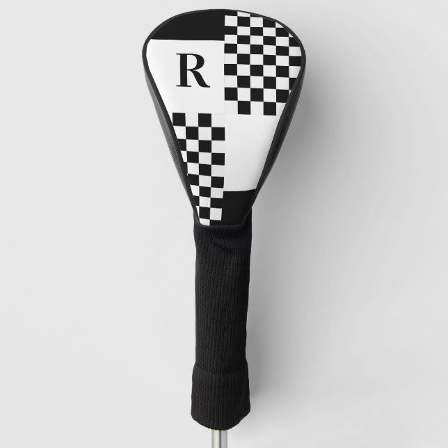 Monogram Modern Check Black and White Golf Head Cover (Front)
