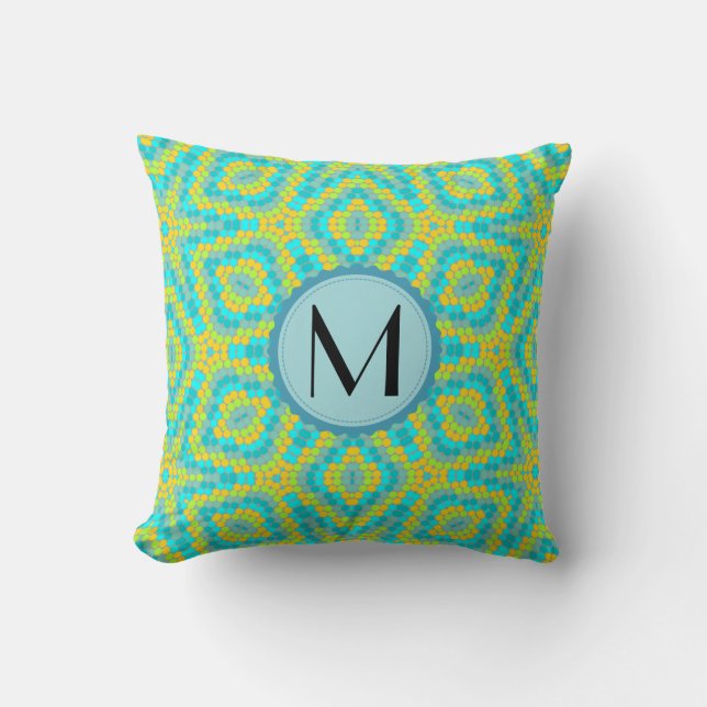 Monogram Modern Colourful Stars Pattern Cushion (Front)