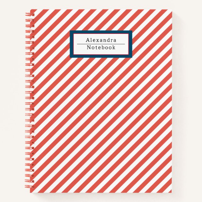 Monogram Modern colourful striped pattern  Notebook (Front)