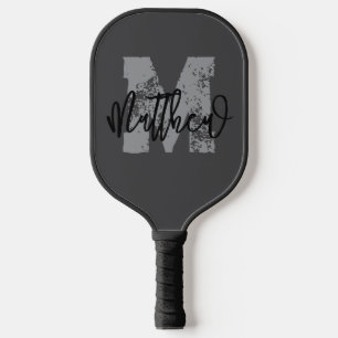 Monogram Modern Cool Grunge Add Your Name Pickleball Paddle