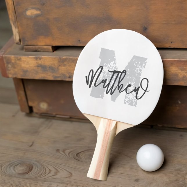Monogram Modern Cool Grunge Add Your Name Ping Pong Paddle (Creator Uploaded)