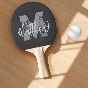 Monogram Modern Cool Grunge Add Your Name Ping Pong Paddle