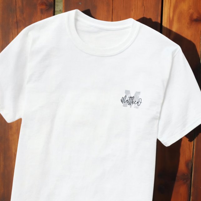 Monogram Modern Cool Grunge Add Your Name T-Shirt (Creator Uploaded)