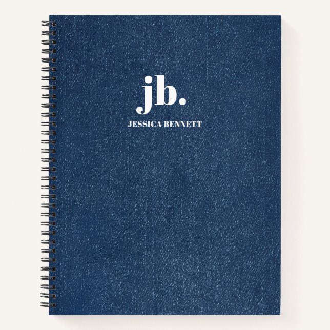 Monogram Modern Denim Jeans Texture Print Notebook (Front)