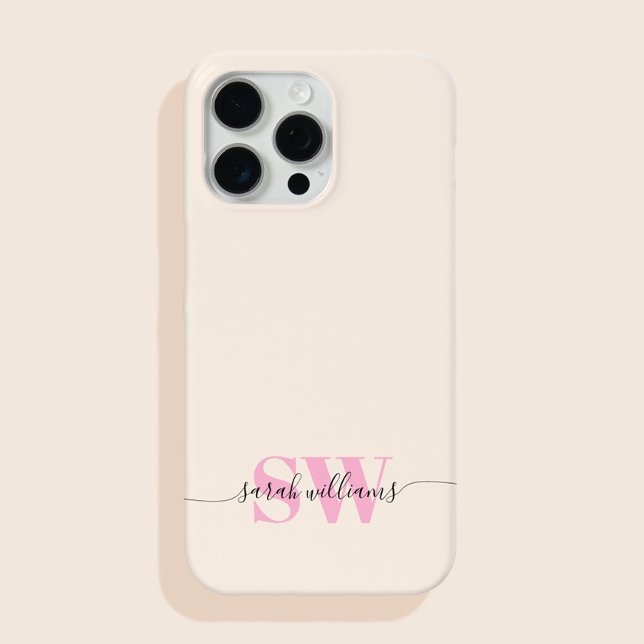 Monogram Modern Elegant Chic Script Name Case-Mate iPhone Case (Creator Uploaded)