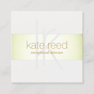  Monogram Modern Elegant Faux Lime Green Foil  Square Business Card