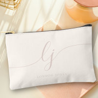 Monogram Modern Elegant Ivory Pink Script Initials