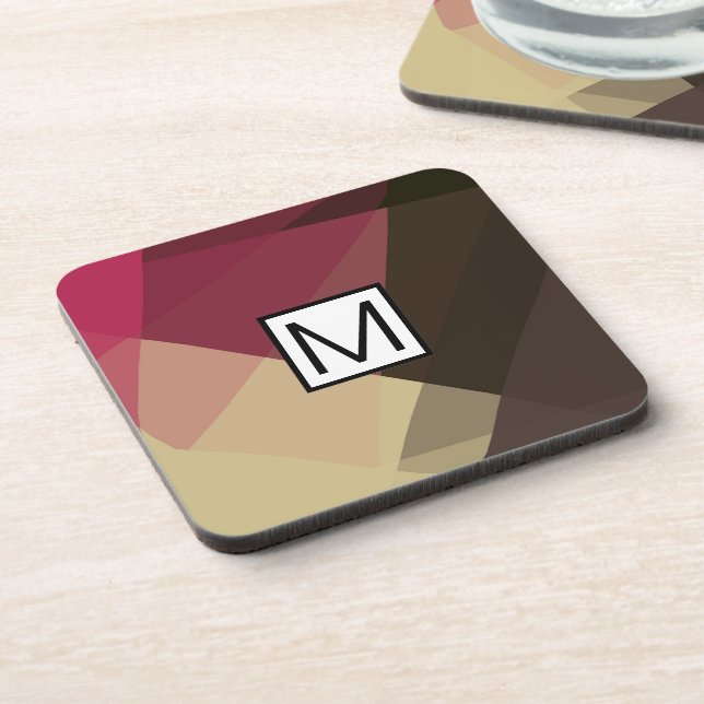 Monogram Modern Elegant Retro Colours Geometric #2 Coaster (Left Side)