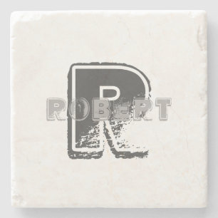 Monogram Modern Elegant Template Creative Design Stone Coaster