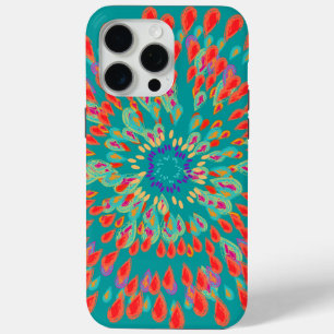 Monogram Modern Flower Teal iPhone Case