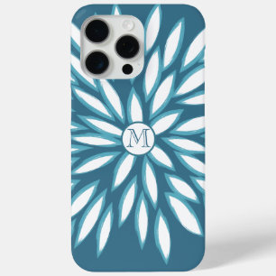 Monogram Modern Flower Teal iPhone Case