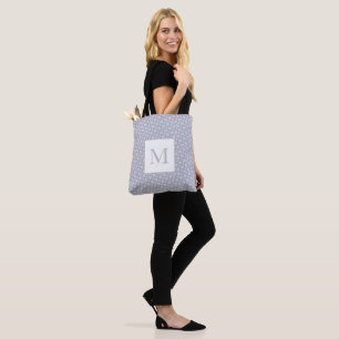 Monogram Modern Geometric Design Gray Subtle Pink Tote Bag