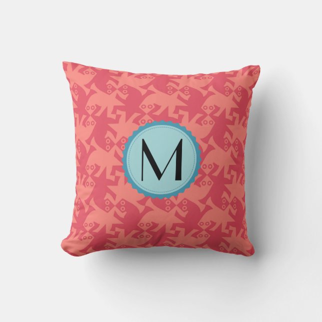 Monogram Modern Geometric Lizard Pattern Cushion (Front)