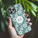 Monogram Modern Girly Floral Pattern Personalised  iPhone 16 Pro Max Case<br><div class="desc">Monogram Modern Girly Floral Pattern Personalised iPhone 16 Pro Max Case features a trendy white floral pattern with your personalised monogram. Personalise by editing the text in the text box provided. Designed for you by Evco Studio www.zazzle.com/store/evcostudio</div>
