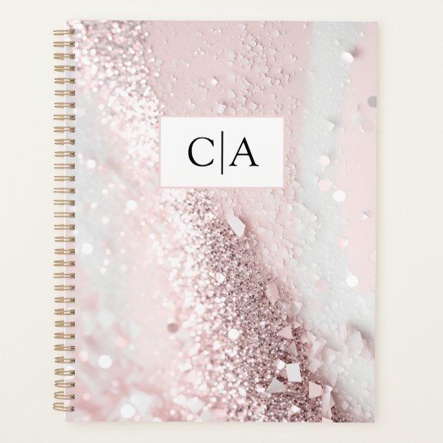 Monogram Modern Glitter Planner (Front)