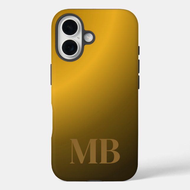 Monogram Modern Gold Tiger Eye Case-Mate iPhone Case (Back)