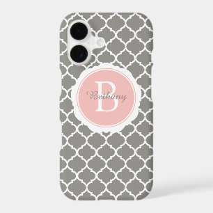 Monogram Modern Grey Pink Geometric
