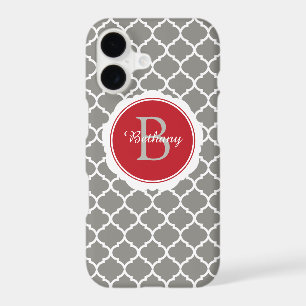 Monogram Modern Grey Red Geometric