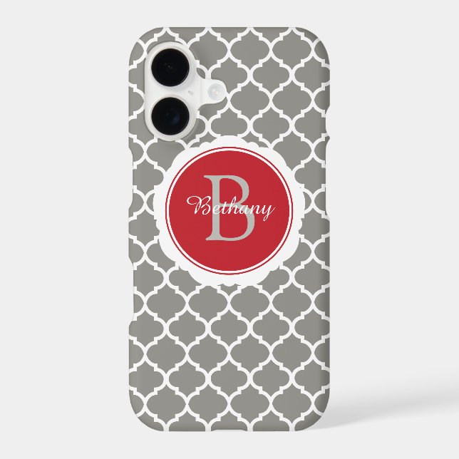 Monogram Modern Grey Red Geometric (Back)