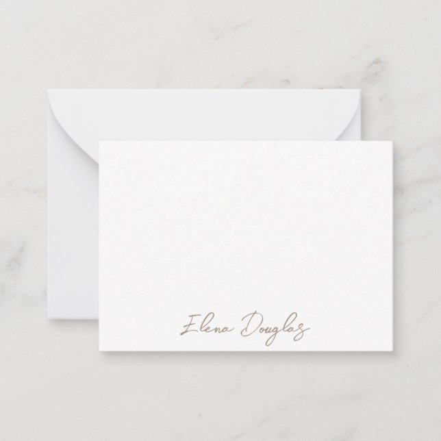 Monogram Modern Handwritten  Minimal Taupe Beige Card (Front)