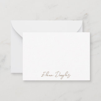 Monogram Modern Handwritten Minimal Taupe Beige Card