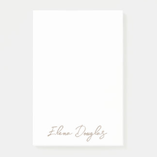 Monogram Modern Handwritten Minimal Taupe Beige Post-it Notes