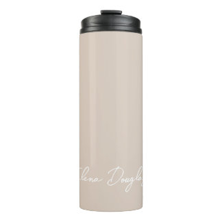Monogram Modern Handwritten Minimal Taupe Beige Thermal Tumbler