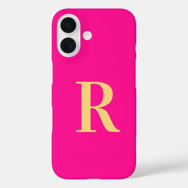 Monogram Modern Hot Pink Case-Mate iPhone Case (Back)