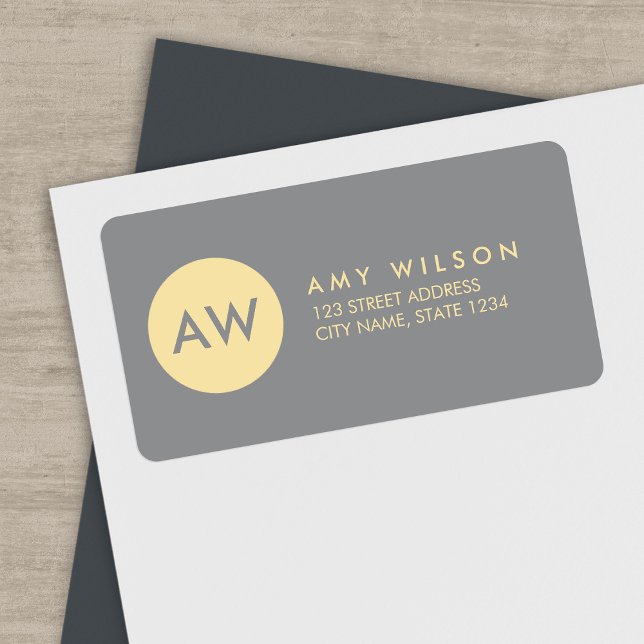 Monogram Modern Light Grey & Cream Address Label (Creator Uploaded)