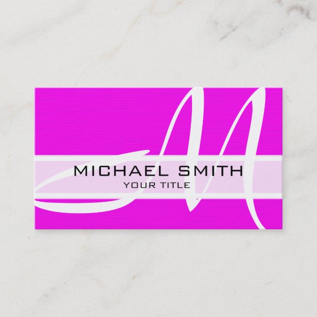 Monogram Modern Magenta Background Business Card (Front)