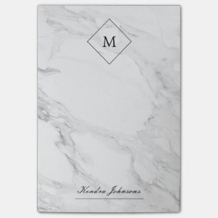 Monogram modern marble post-it notes