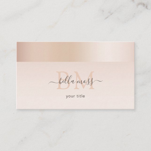 Monogram Modern Minimal beige Business Card (Front)