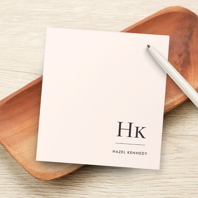 Monogram Modern Minimal Blush Pink Monogrammed Notepad (Creator Uploaded)