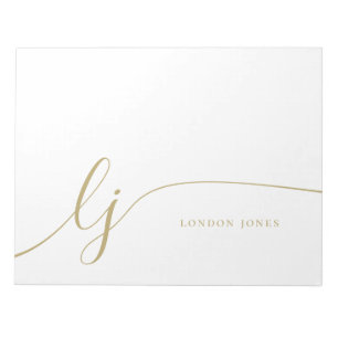 Monogram Modern Minimal Feminine Gold Script Notepad