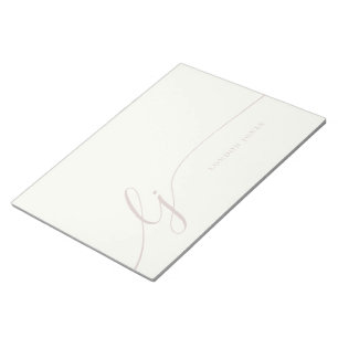 Monogram Modern Minimal Feminine Ivory Rose Script Notepad