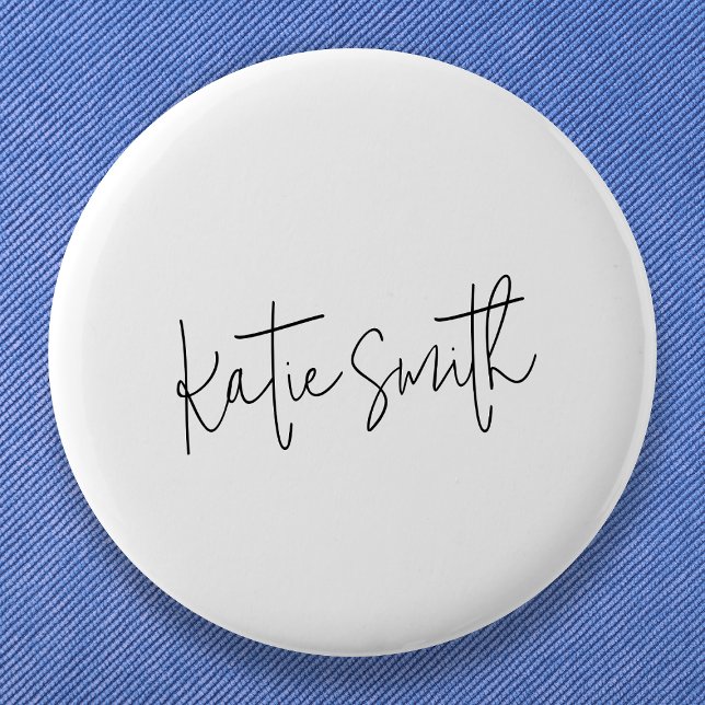 Monogram Modern Minimal Handwritten Script 6 Cm Round Badge (Creator Uploaded)