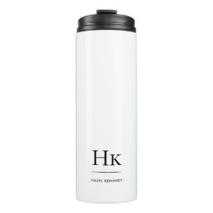Monogram Modern Minimal Simple Elegant White Black Thermal Tumbler