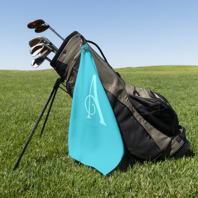 Monogram Modern Minimal Teal Golf Towel (Green)