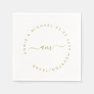 Monogram,Modern, Minimal Wedding Napkin