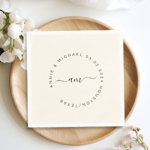 Monogram,Modern, Minimal Wedding Napkin
